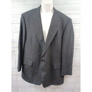 Vtg Tom James Charcoal Black Blazer Jacket Sport Coat Mens Sz 44 R